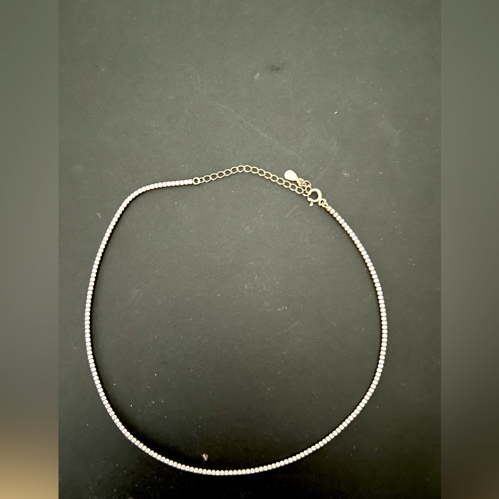 Sterling silver and crystal choker necklace